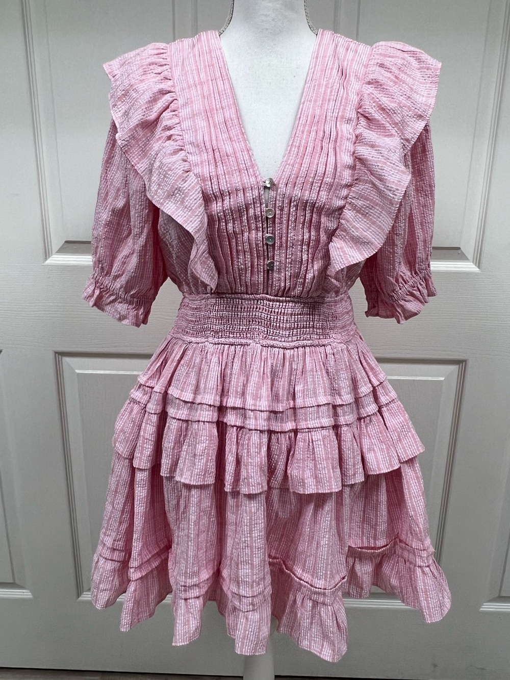 Mable Pink Ruffle Mini Dress Size M
